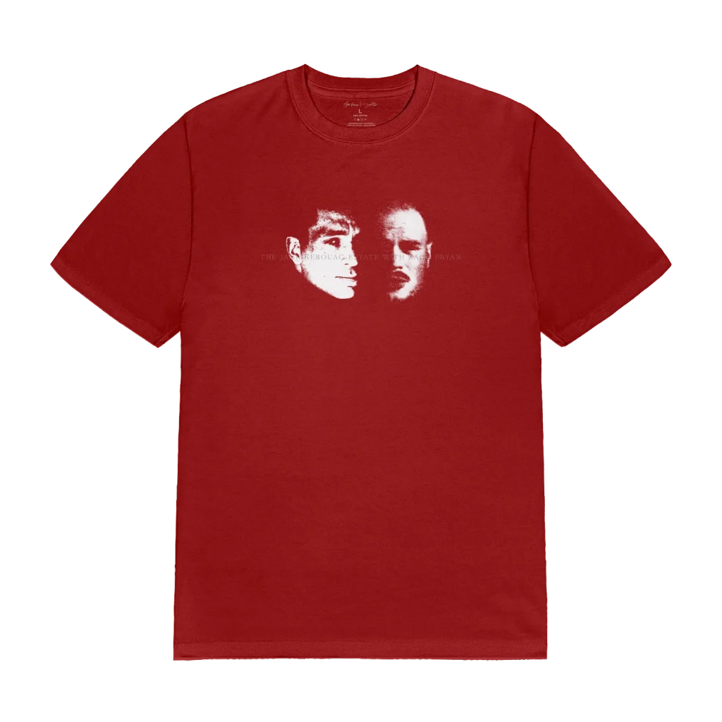 Zach Bryan t-shirt red Burn Burn Burn Kerouac collab