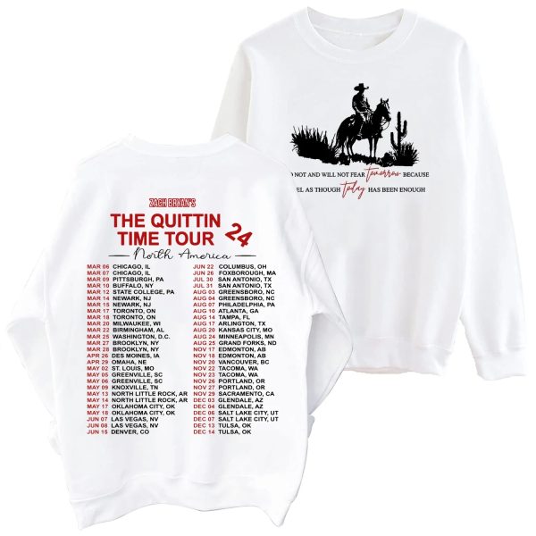 Zach Bryan sweatshirt Quittin Time Tour crewneck 2024