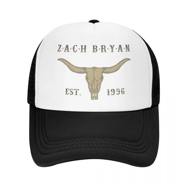 Zach Bryan hats bullhead mesh trucker cap graphic front