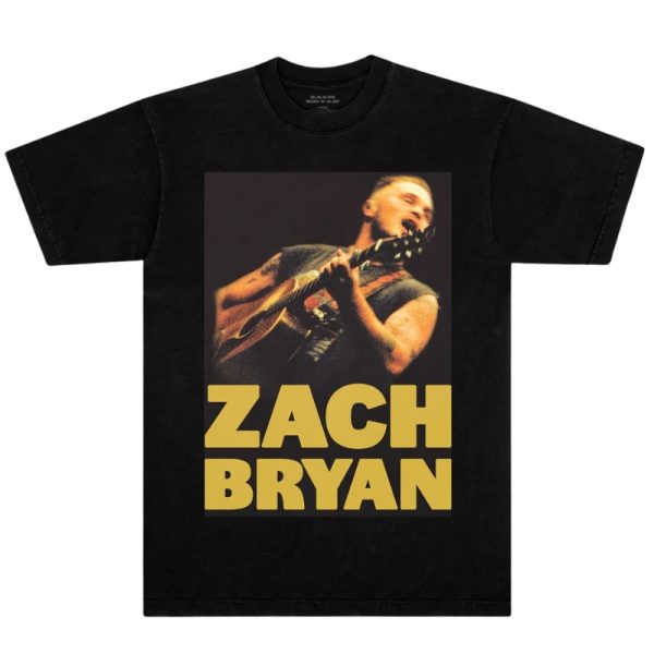 Zach Bryan t-shirt guitar washed black Quittin Time Tour