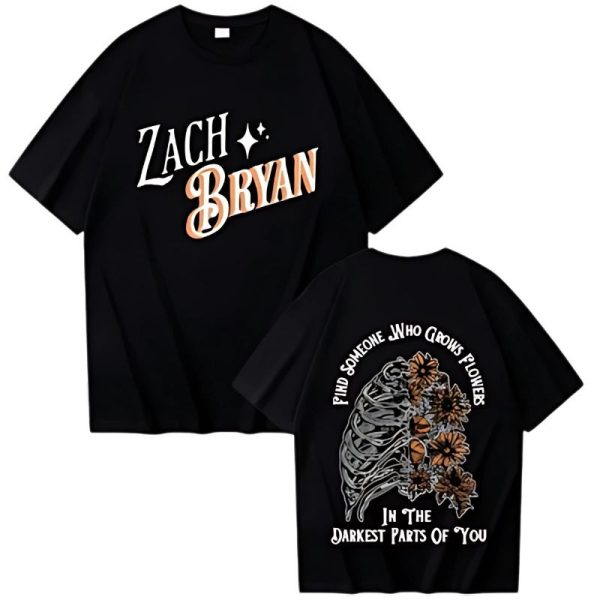 Zach Bryan t-shirt Find Someone Grows Flowers black white