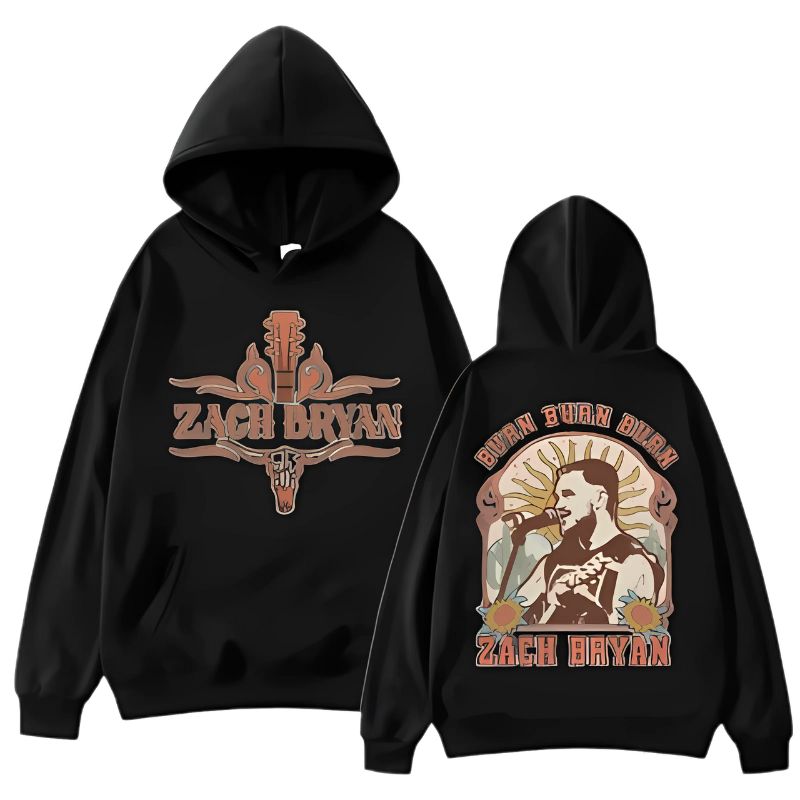 Zach Bryan hoodie black Burn Burn Burn casual