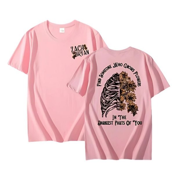 Zach Bryan t-shirt Find Someone Grows Flowers pink tee