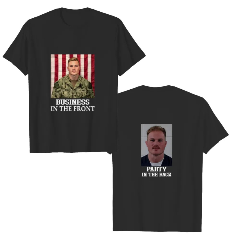 Zach Bryan t-shirt mugshot front back two-sided black