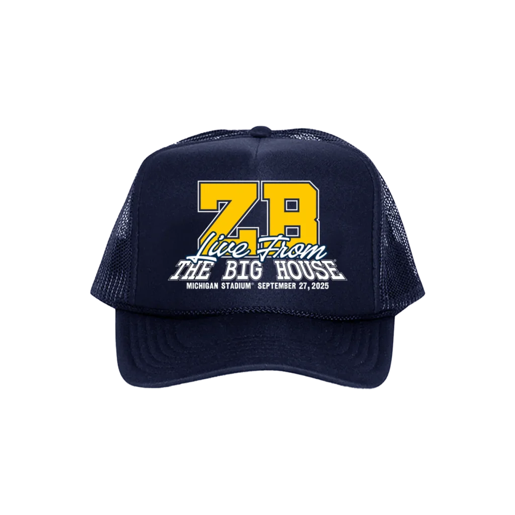 Zach Bryan hats Big House navy trucker Michigan logo