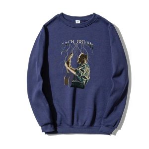 Zach Bryan sweatshirt navy lightning performance photo graphic